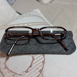 Prada Rectangular Eyeglasses in a Havana / Tortoise Shell Finish . Y2K